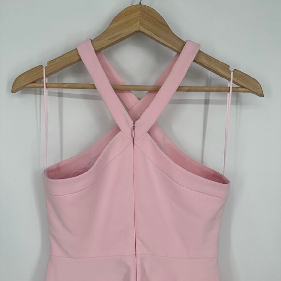 LIKELY Fit and Flare Dress Halter Neck Sleeveless Mini Skater Light Pink - Picture 8 of 10